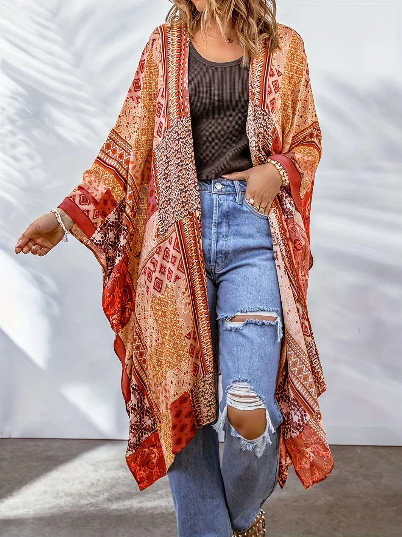 Bohemian Plaid Shirt Dress