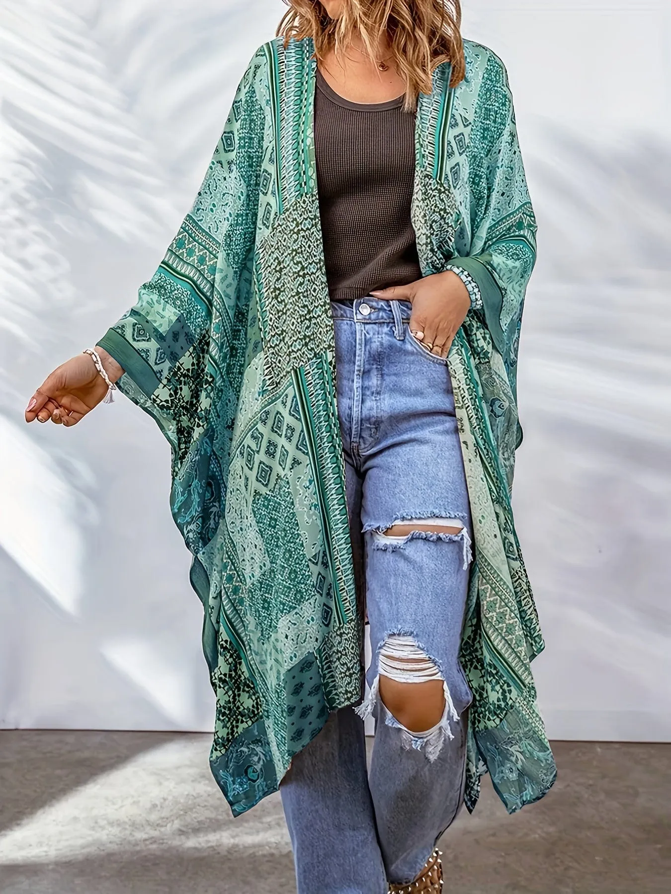 Bohemian Plaid Shirt Dress