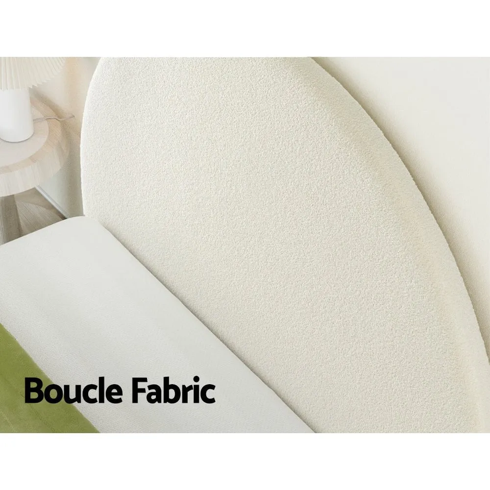 Bouclé Arched Double Bed Head White