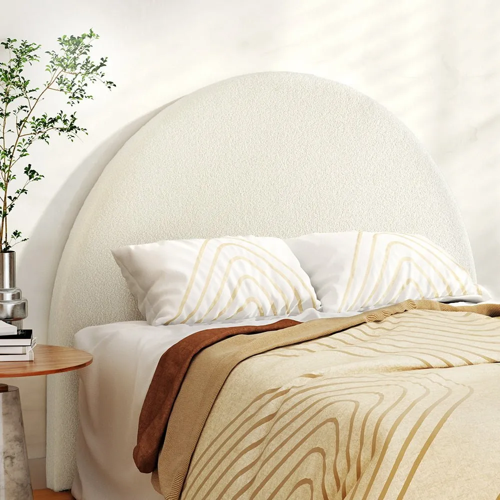 Bouclé Arched Double Bed Head White
