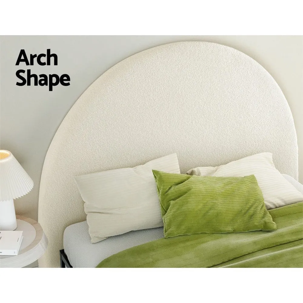 Bouclé Arched Double Bed Head White