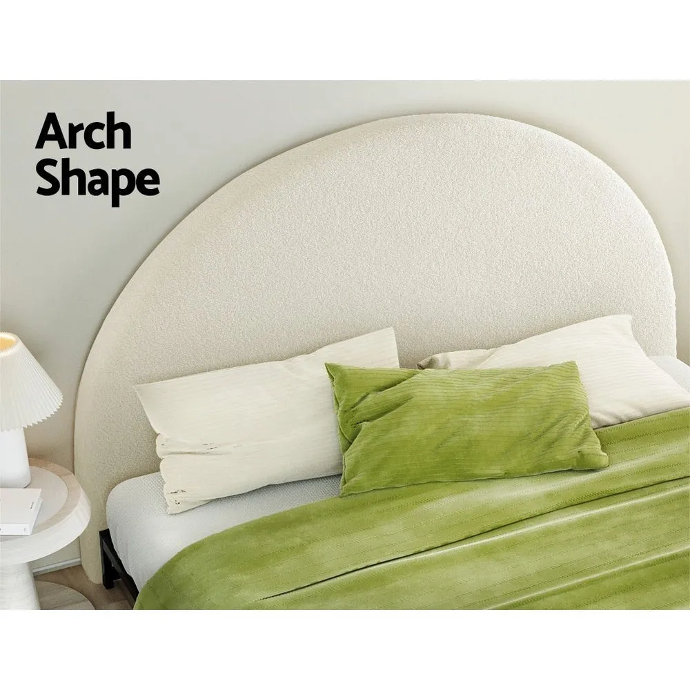 Bouclé Arched King Bed Head White