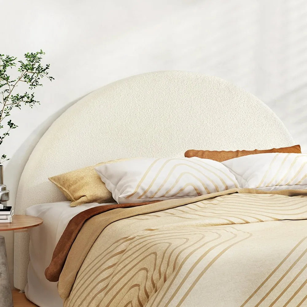 Bouclé Arched King Bed Head White