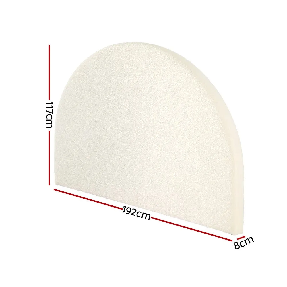 Bouclé Arched King Bed Head White