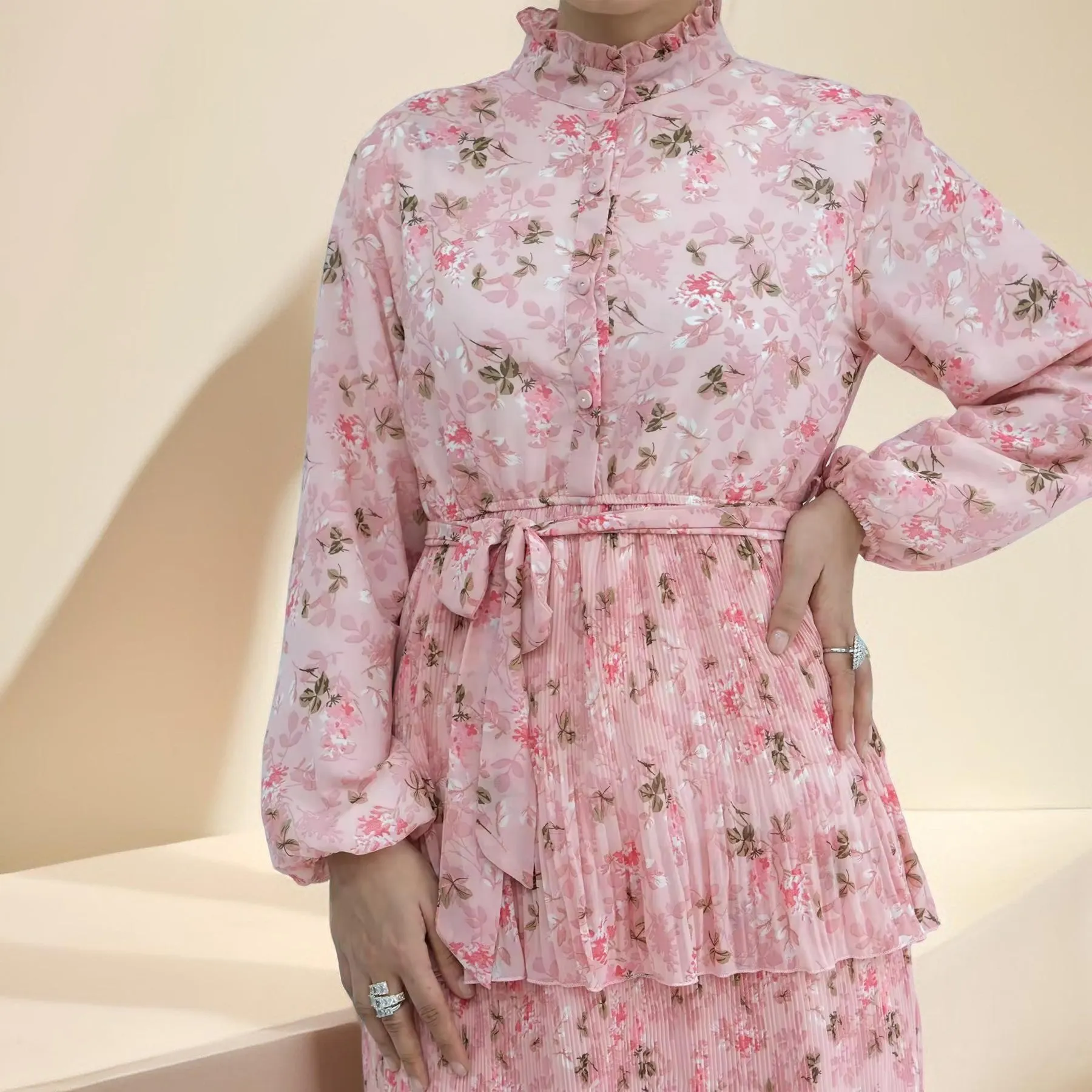 Breezy Blooms Pink Chiffon Dress