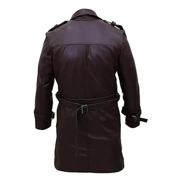 Brown Watchmen Authentic Leather Trench Coat