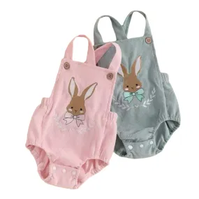 Bunny Embroidered Corduroy Overall