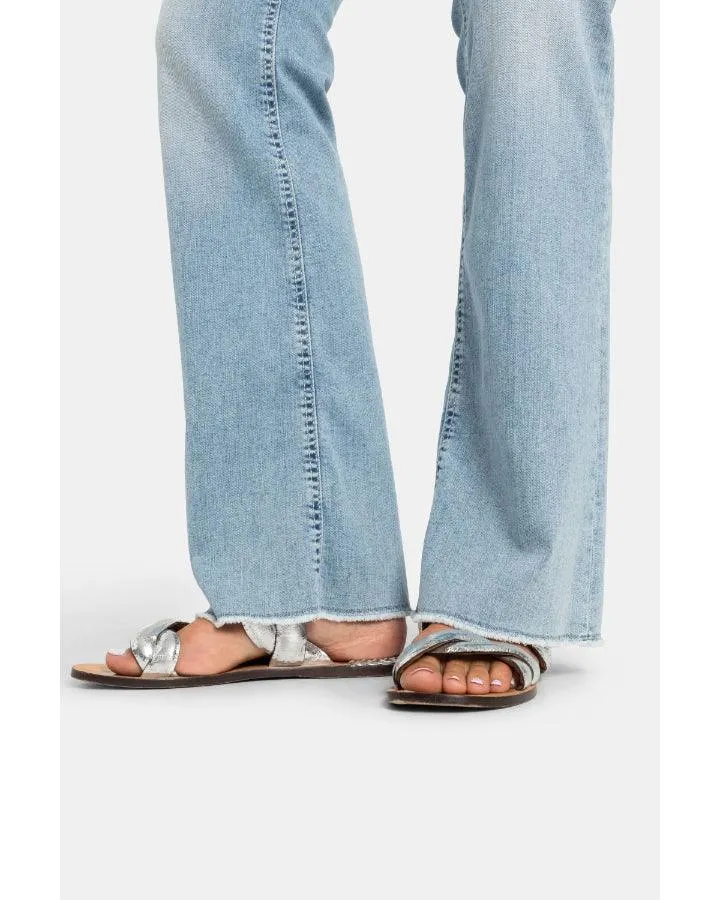 Cambio Paris Flared Fringed Hem Jeans