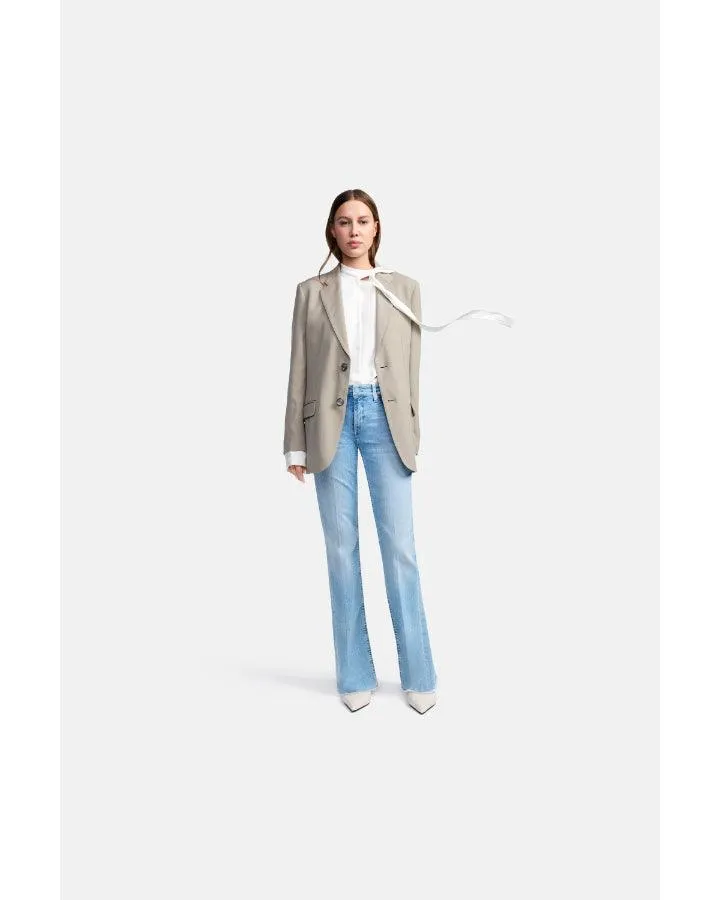 Cambio Paris Flared Fringed Hem Jeans