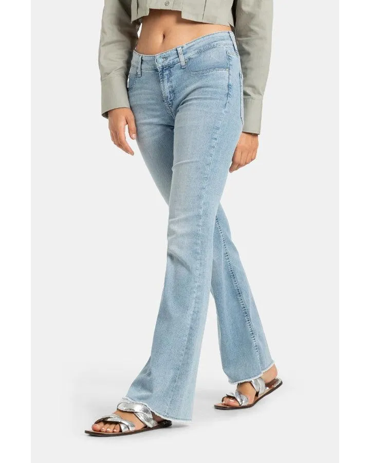 Cambio Paris Flared Fringed Hem Jeans