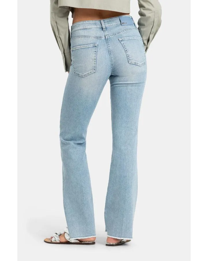 Cambio Paris Flared Fringed Hem Jeans