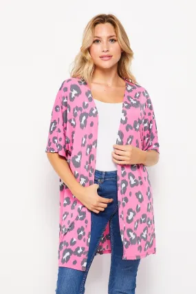 CHARCOAL/PINK CARDIGAN