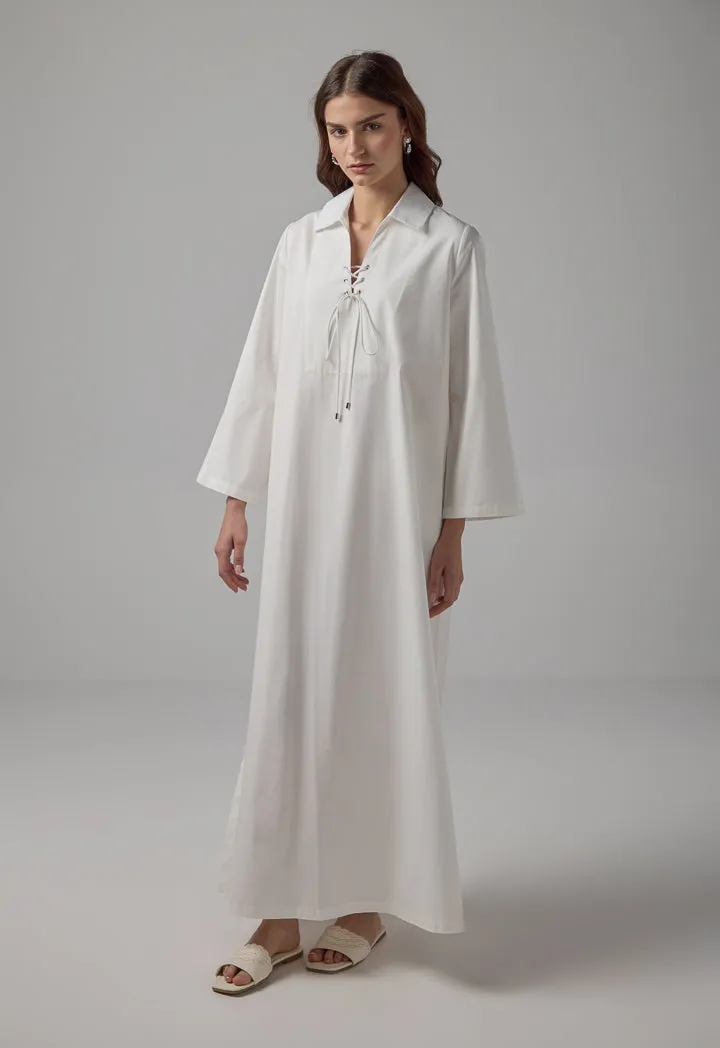 Choice Long Sleeve Basic Maxi Dress Off White