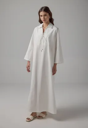 Choice Long Sleeve Basic Maxi Dress Off White