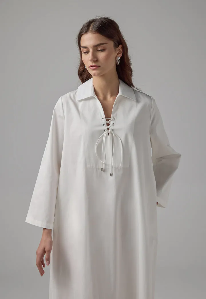 Choice Long Sleeve Basic Maxi Dress Off White