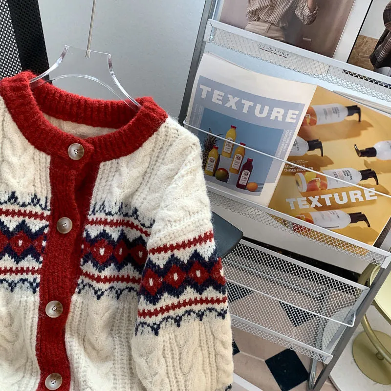 Christmas Embroidered Single-breasted Cardigan