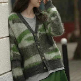 christmas outfit Sonicelife Camo Jacquard V Neck Cardigan