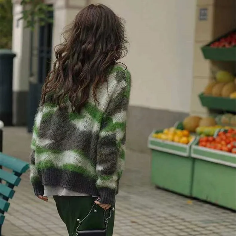 christmas outfit Sonicelife Camo Jacquard V Neck Cardigan