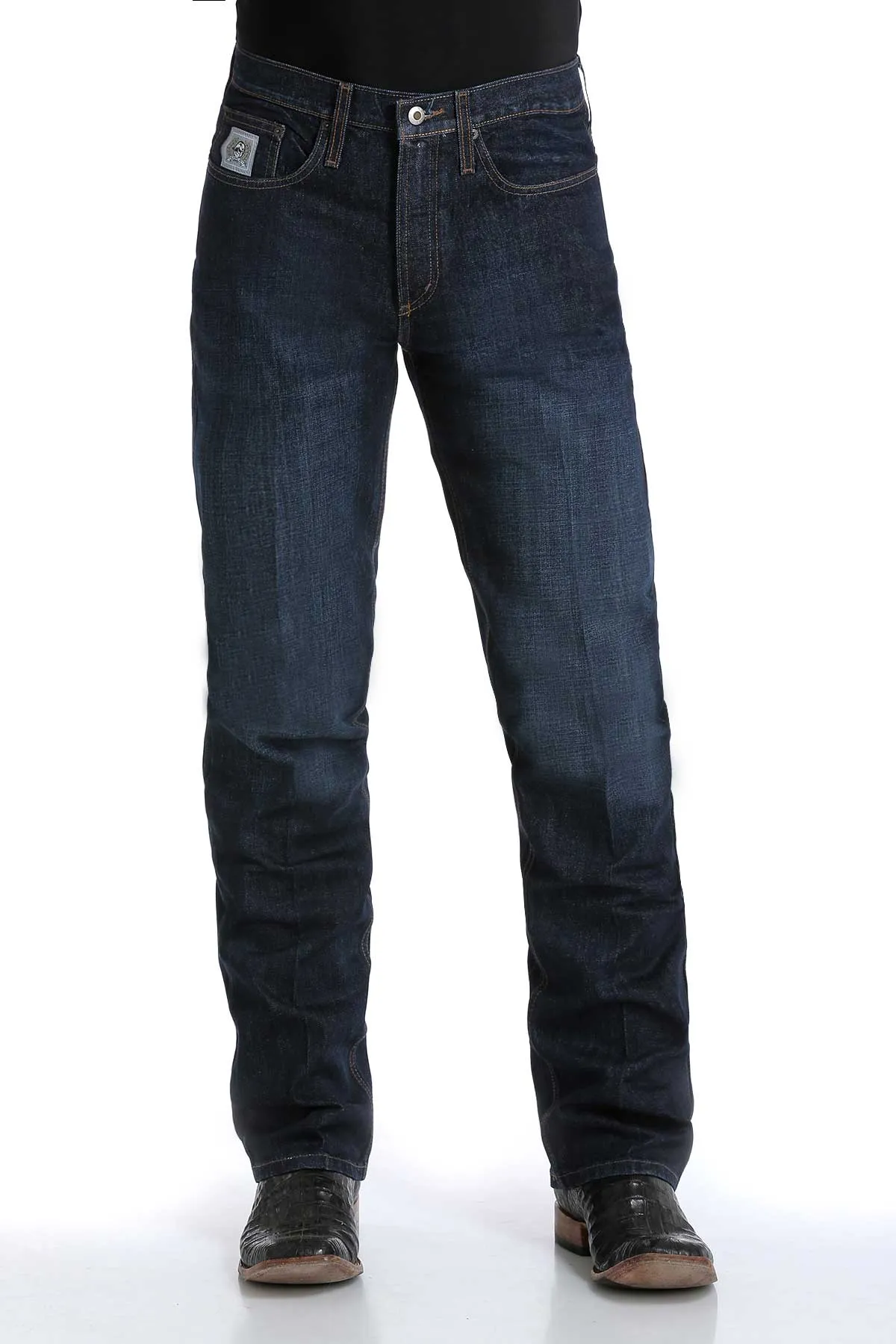 CINCH SILVER LABEL DARK WASH SLIM MID RISE STRIGHT LEG JEAN