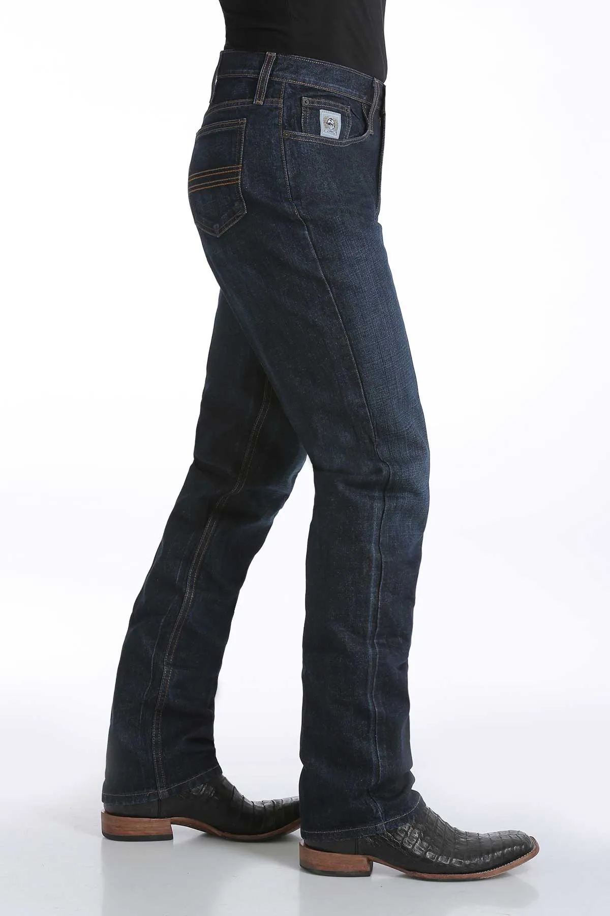 CINCH SILVER LABEL DARK WASH SLIM MID RISE STRIGHT LEG JEAN