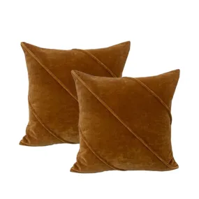 Cloud Linen Trova Cotton Velvet Wood 50x50cm Twin Pack Polyester Filled Cushion