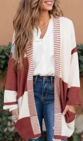 Color block knit cardigan