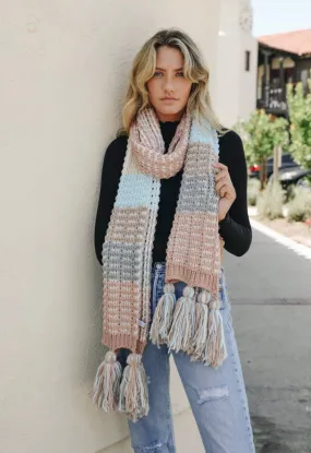 Color Block Soft Knit Scarf