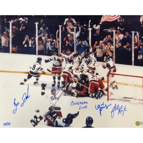 Coneheads Autographed Miracle On Ice 16x20 Photo Mark Pavelich Buzz Schneider John Harrington