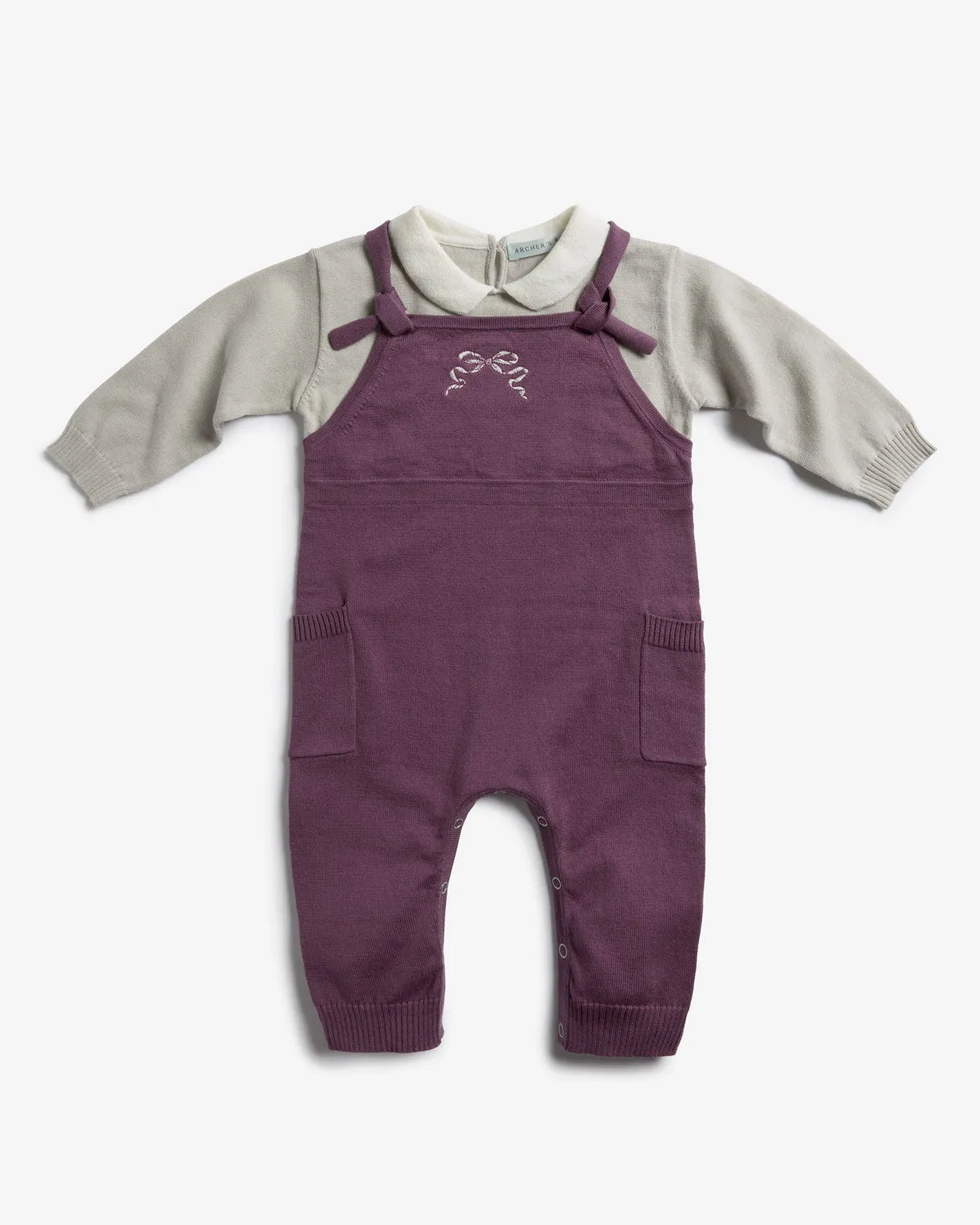 Cotton Bow Overall Onesie