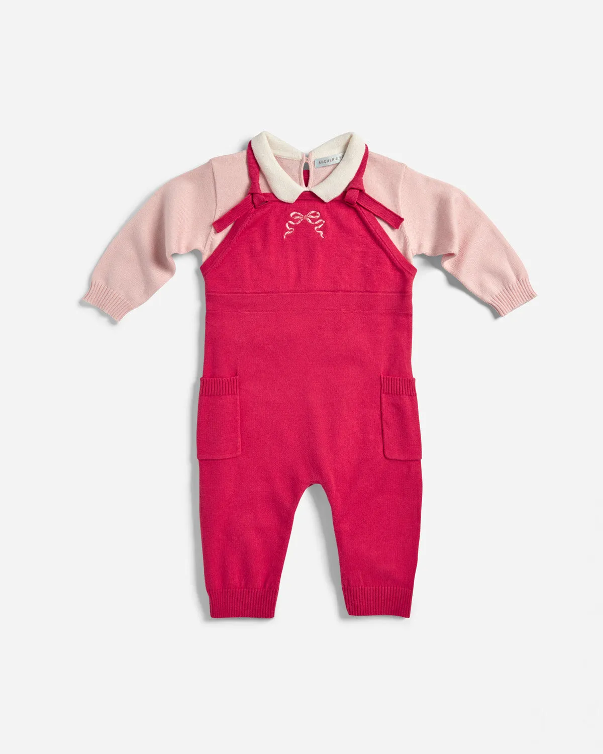 Cotton Bow Overall Onesie