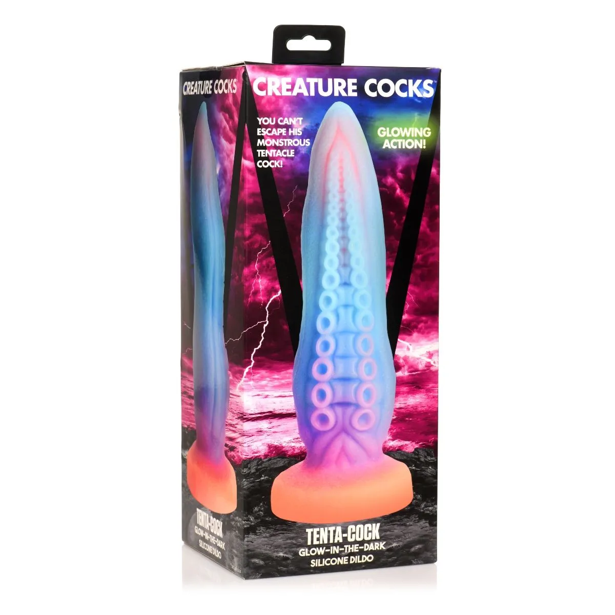 Creature Cocks Tenta-Cock Glow In The Dark Silicone Dildo Blue Pink Purple