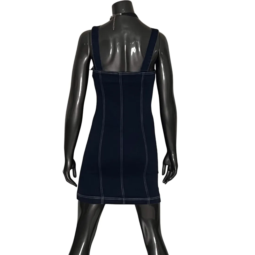 Denim Zippered Front Overall Dress