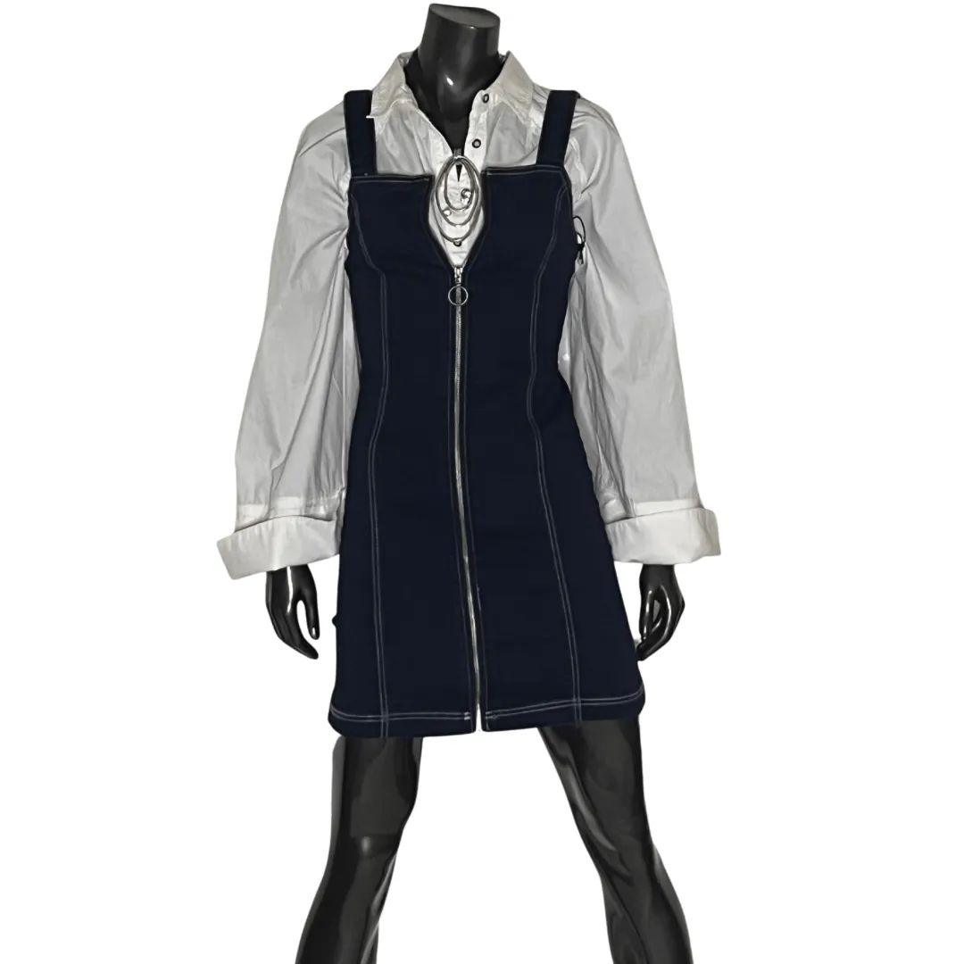 Denim Zippered Front Overall Dress