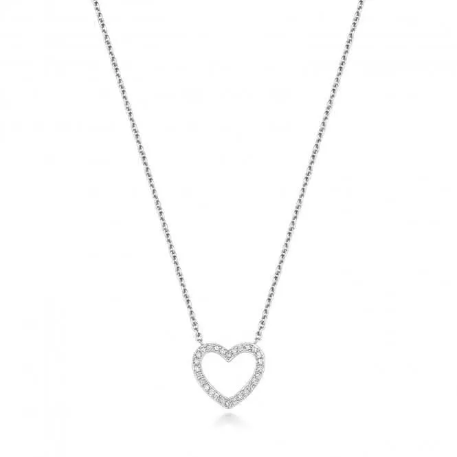 Diamond Jewellery 18ct White Gold Diamond Heart Necklace NDQ125W