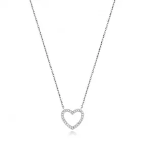 Diamond Jewellery 18ct White Gold Diamond Heart Necklace NDQ125W