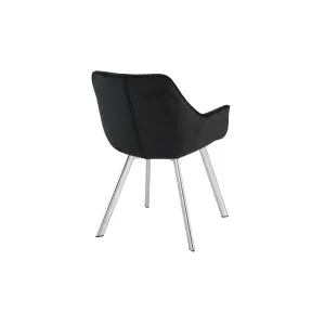 Diamond Quilted Black Velvet Arm Chair with Chrome Legs