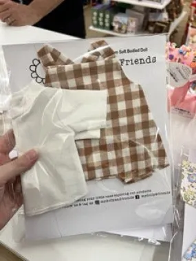 Doll Overall Set; Bronze Gingham - 32cm