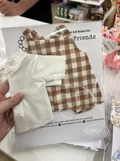 Doll Overall Set; Bronze Gingham - 32cm