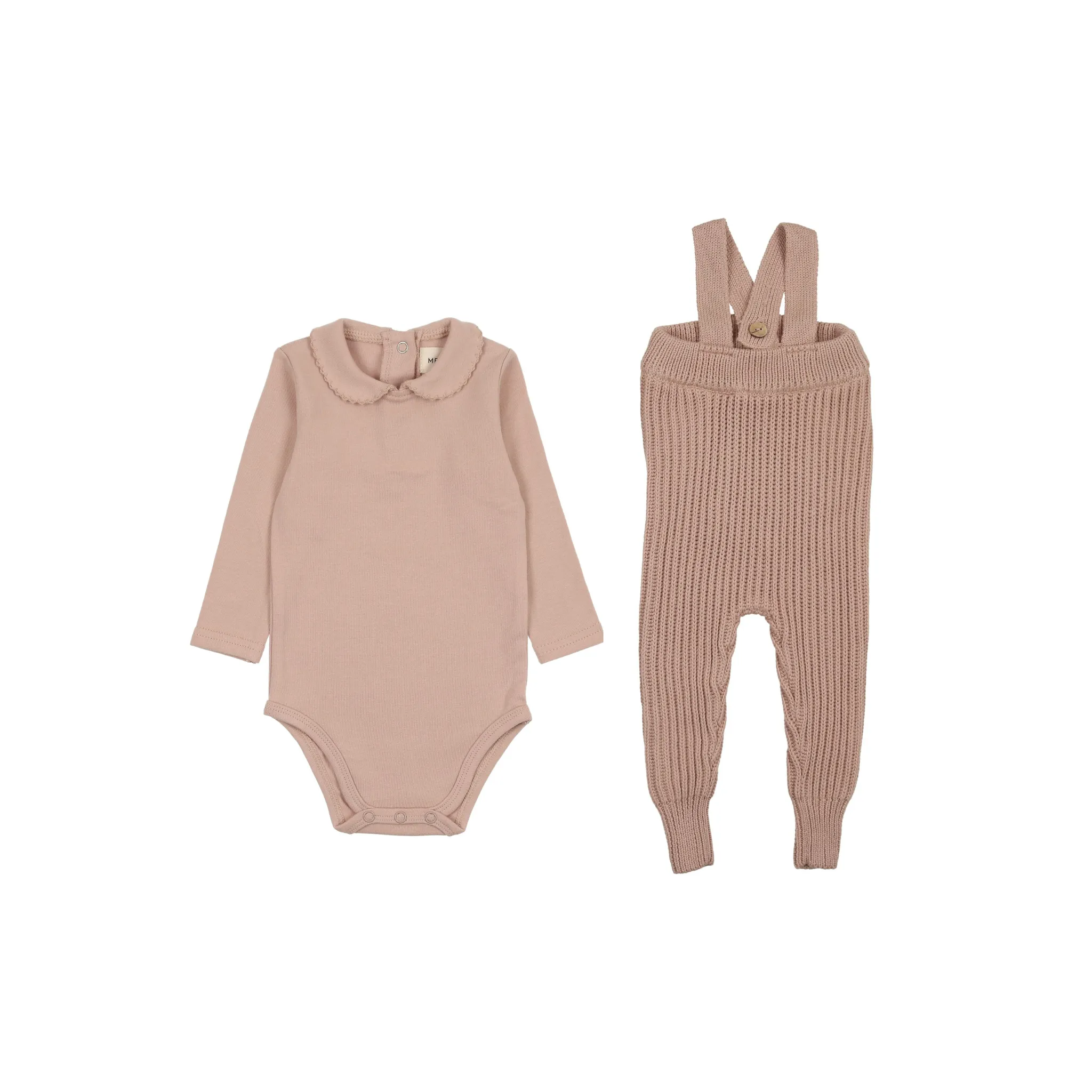 Dusty Pink Knit Overall Set