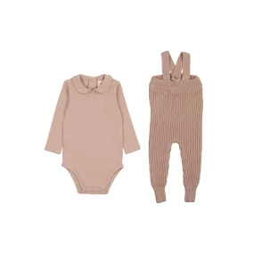 Dusty Pink Knit Overall Set