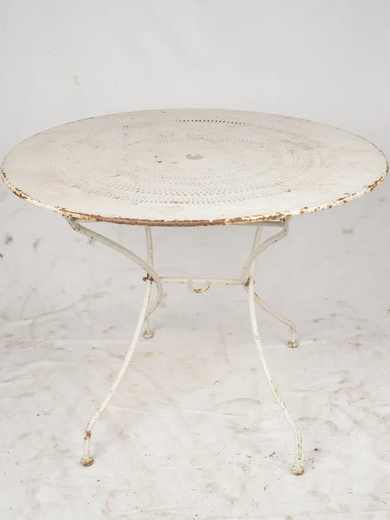 Early 20th French Folding Iron Garden Table w/ white patina- 38¼"