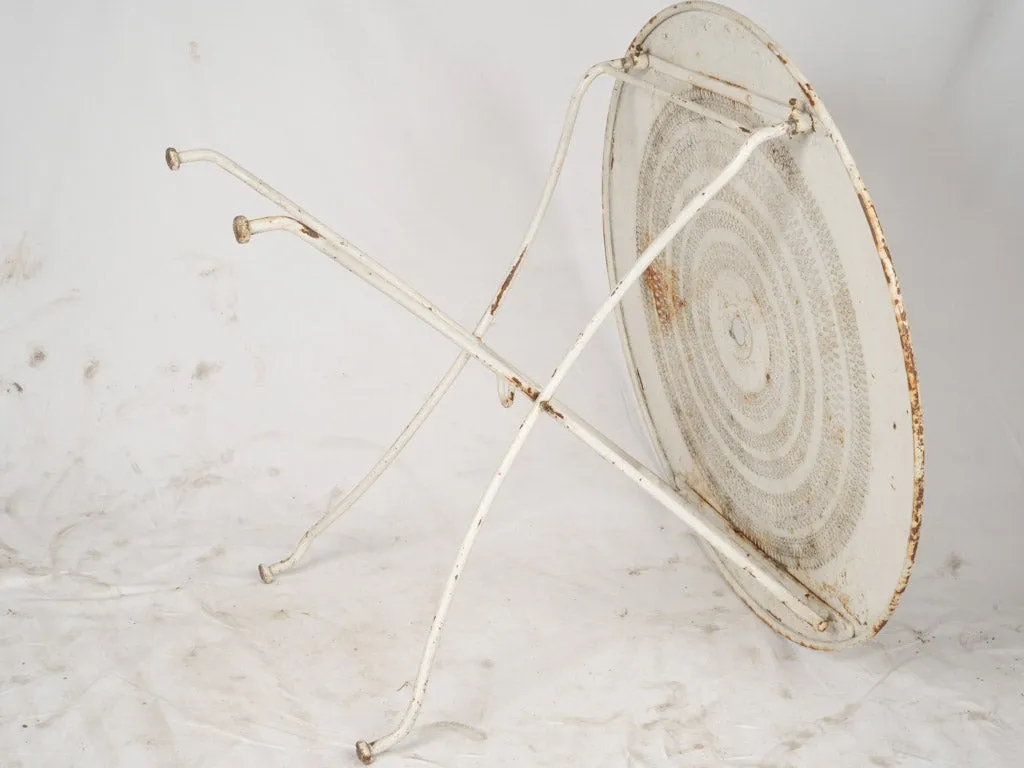 Early 20th French Folding Iron Garden Table w/ white patina- 38¼"
