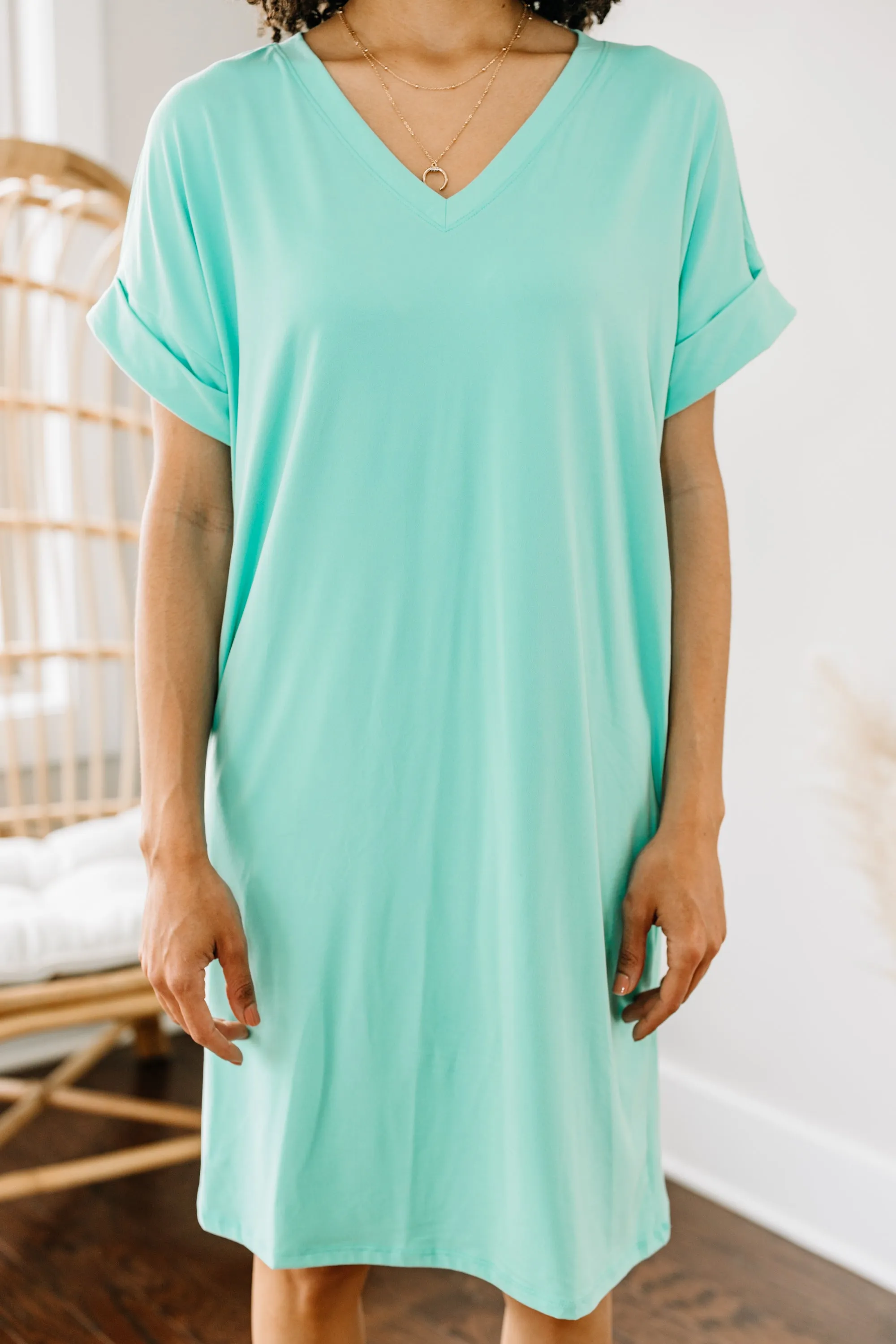 Everywhere You Go Mint Green T-shirt Dress