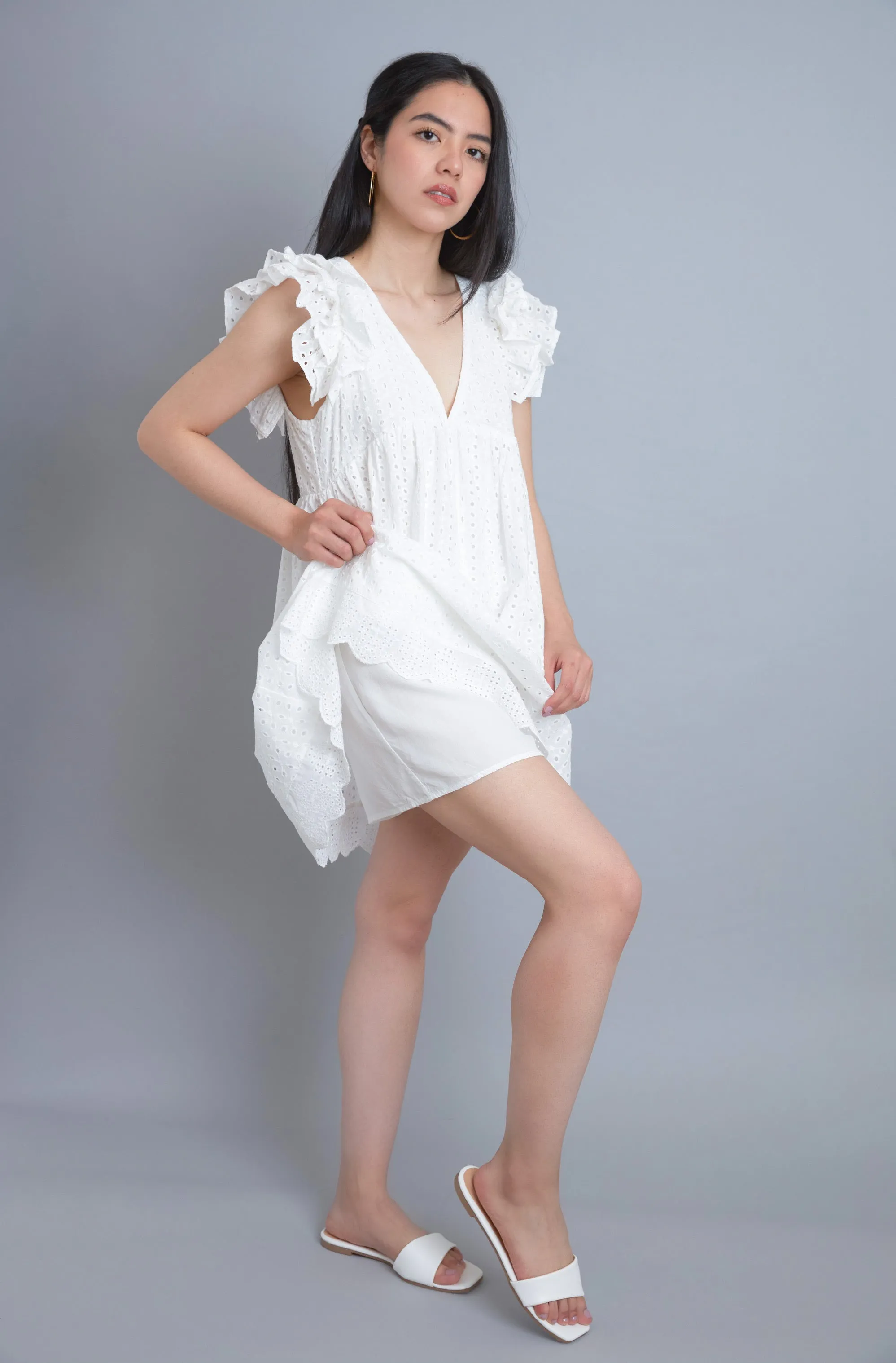 Express Yourself Pink Eyelet Embroidered Babydoll Dress