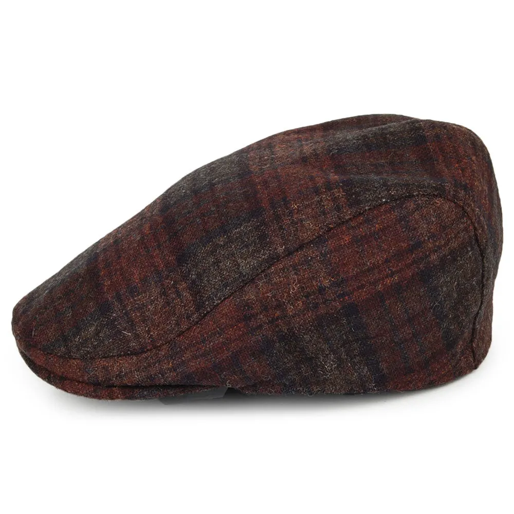 Failsworth Hats Westerdale Checked Flat Cap with Earflaps - Brown-Multi