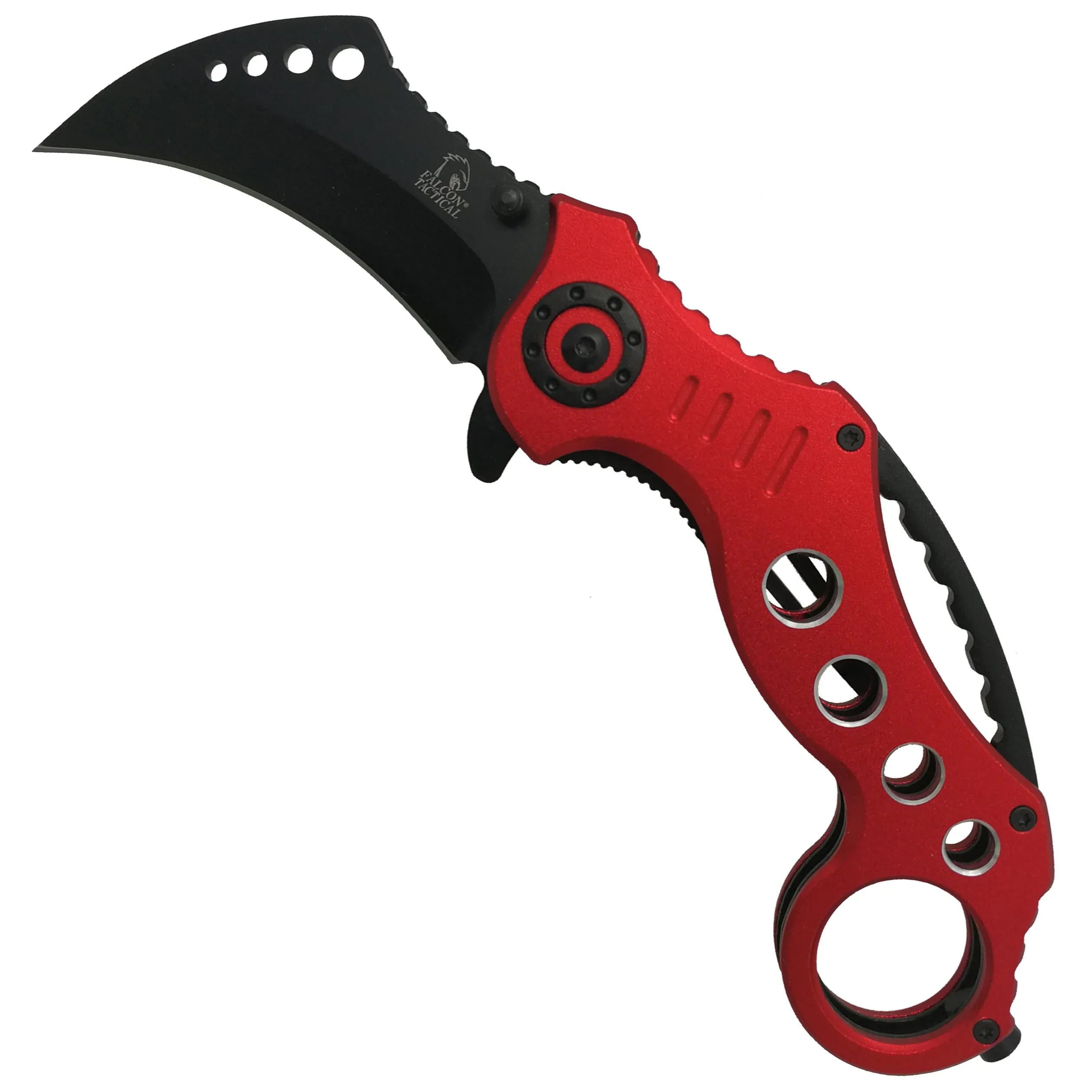 Falcon 7 1/2" Overall Red Handle Pocket Knife