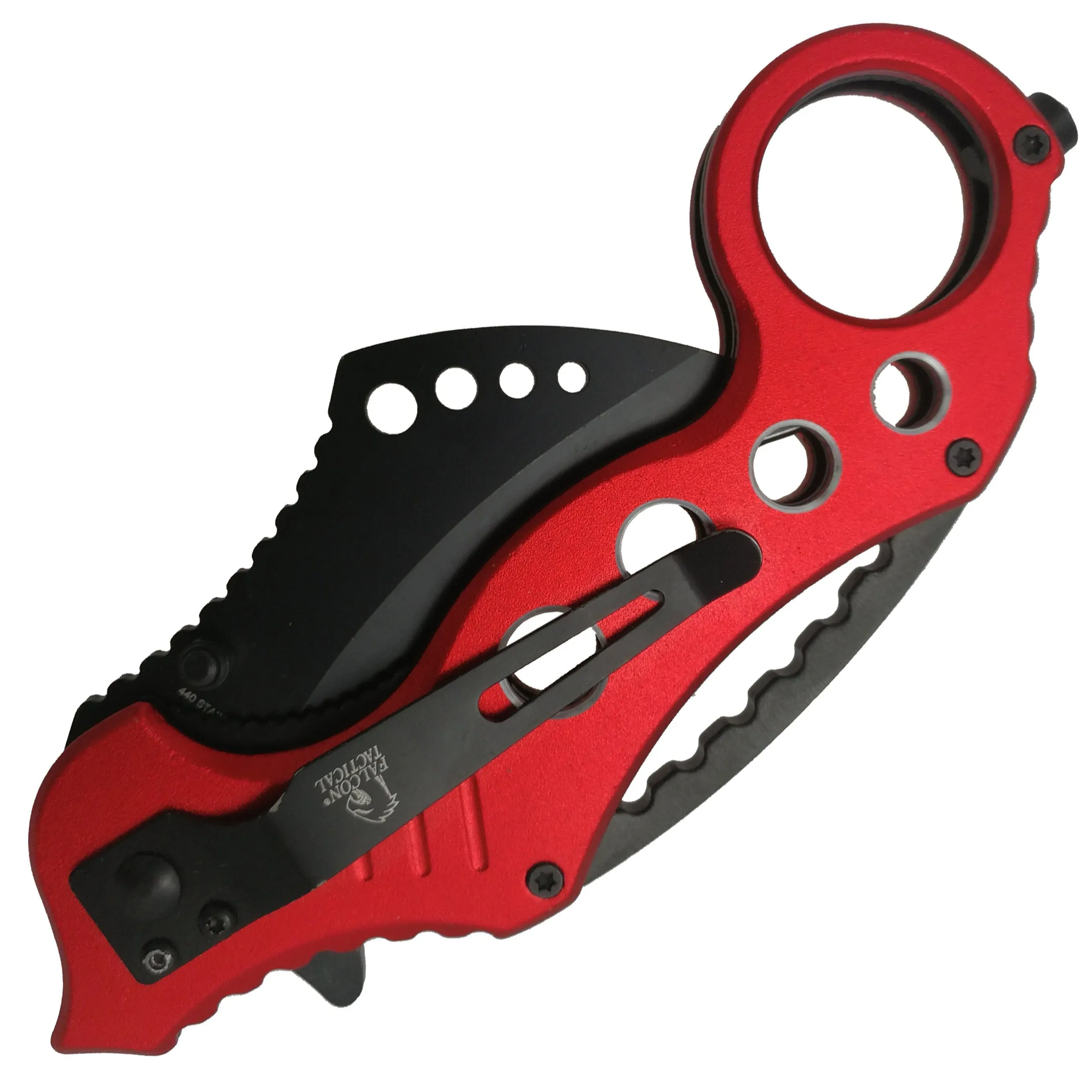 Falcon 7 1/2" Overall Red Handle Pocket Knife