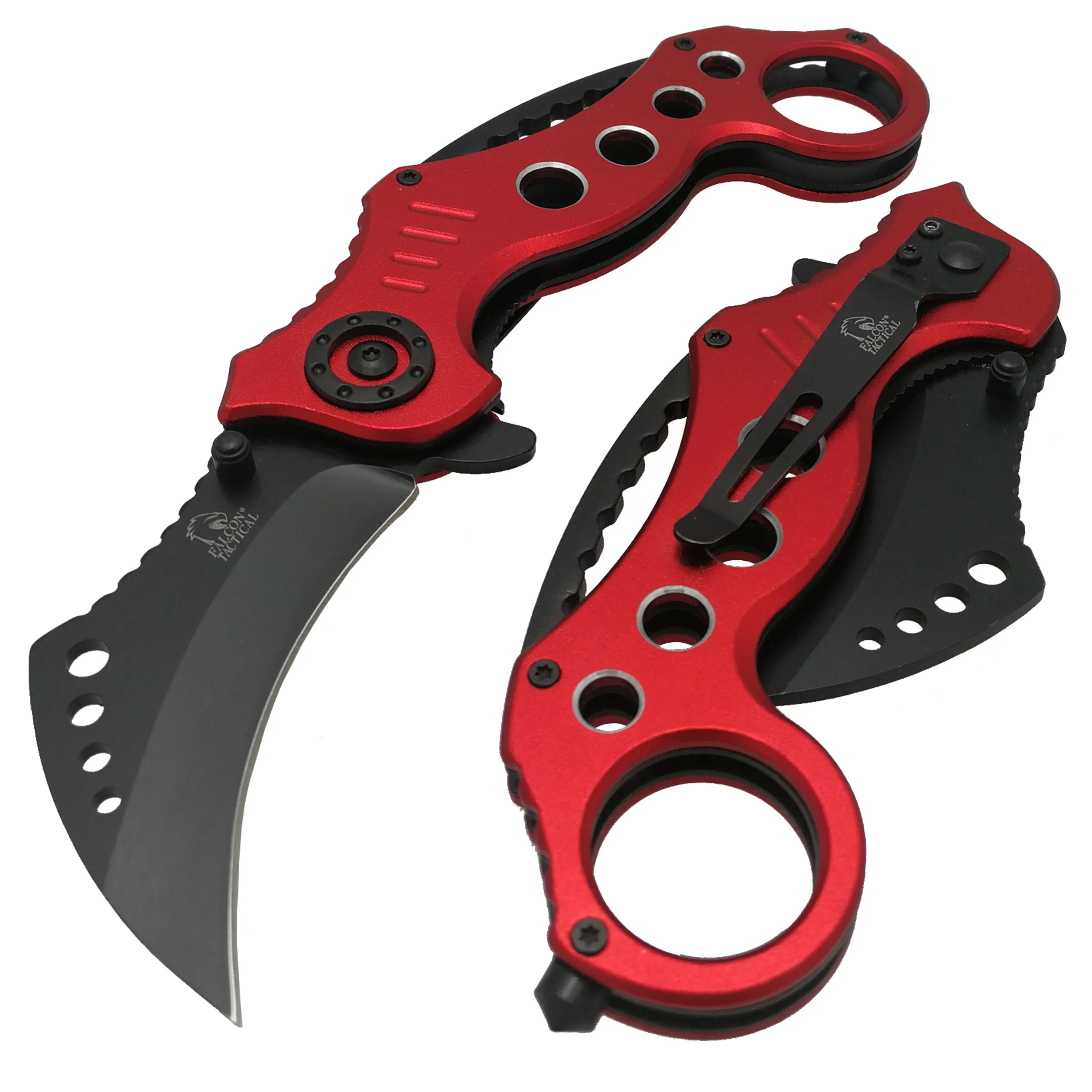 Falcon 7 1/2" Overall Red Handle Pocket Knife
