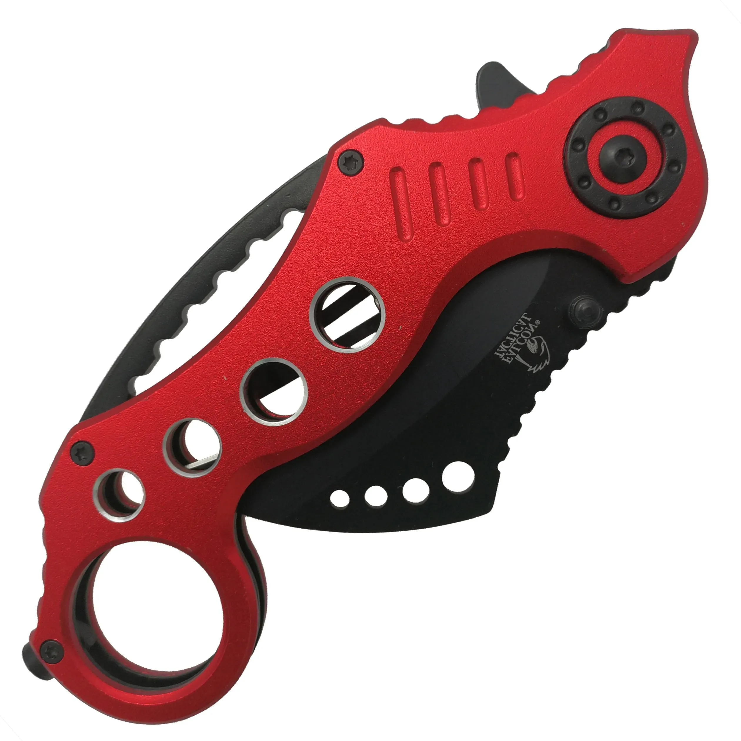 Falcon 7 1/2" Overall Red Handle Pocket Knife