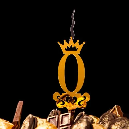 Food Safe Premium Candle Cake Topper for Birthday, Anniversary, and Custom Party Celebrations in Letters - Gold (Lettter O)